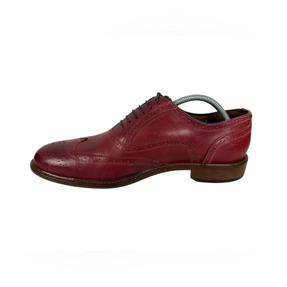 Mercanti Fiorentini Red Leather Wing Tip Oxford Mens Shoes US 11 M Casual
